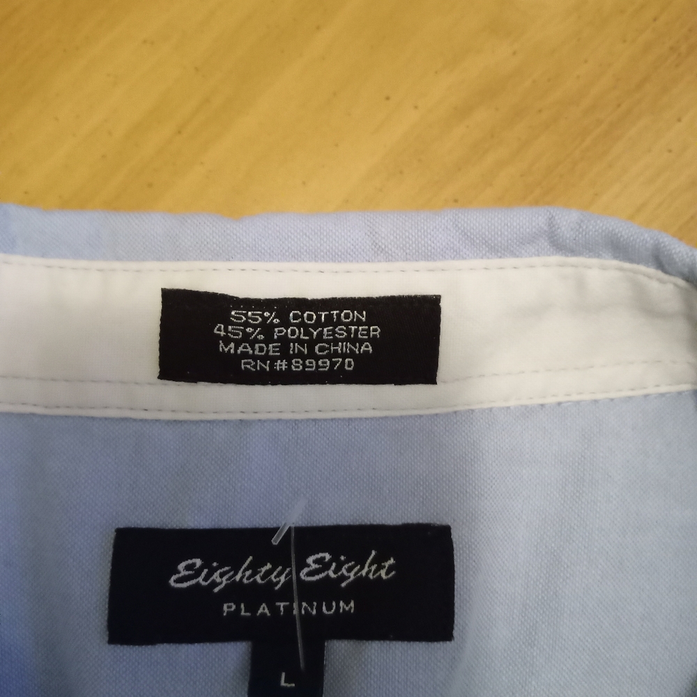 Eighty Eight platinum men's cotton long sleeve button-down oxford SZ large - Picture 6 of 8